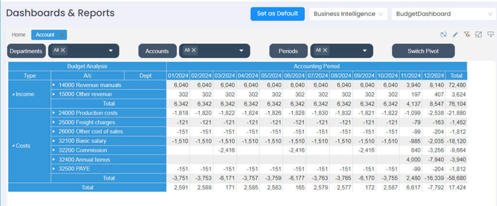 Budget Management Interactive Pivot